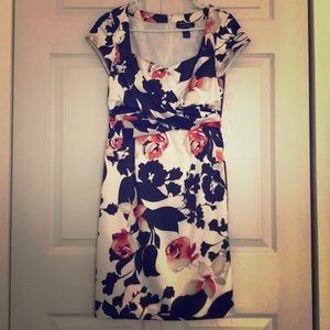White House Black Market Floral Dress - Black, White, Pink